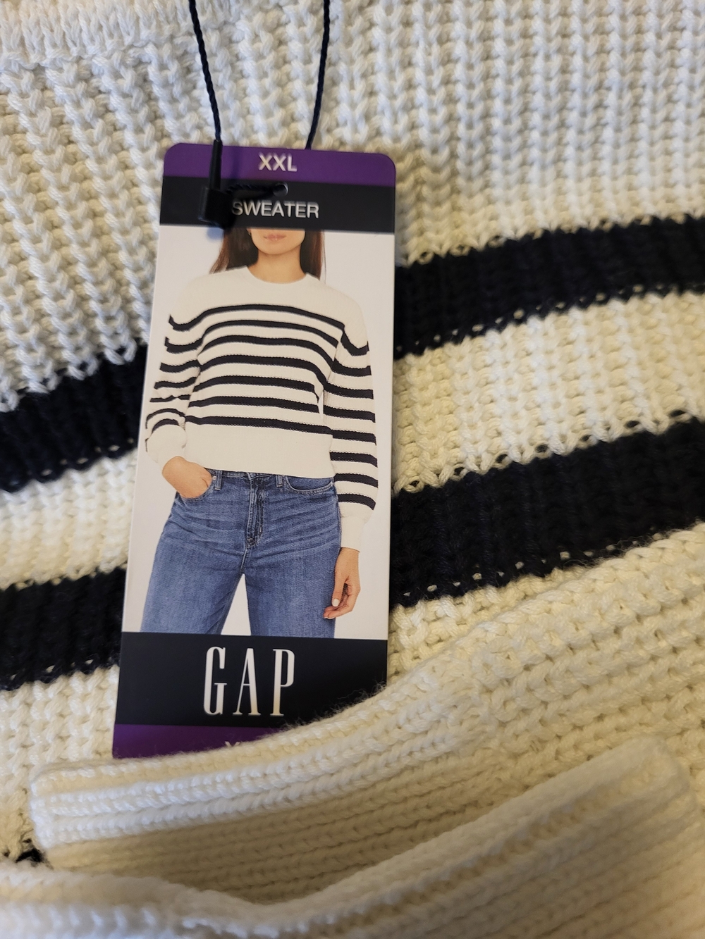 GAP Cream and Black Striped Sweater. #S1